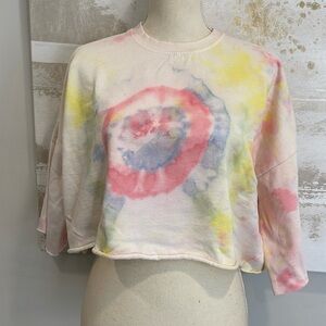 Cropped Tye-Dye Cut/off 1/4 sleeve crewneck